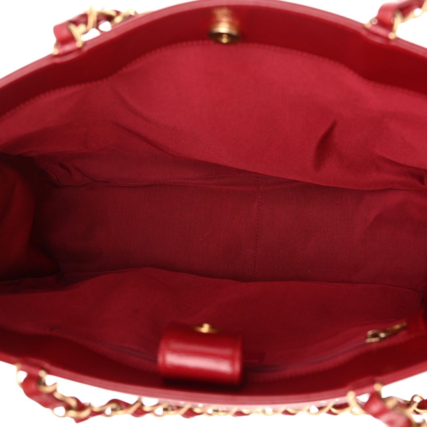 Shiny Aged Calfskin Shopping Bag Red