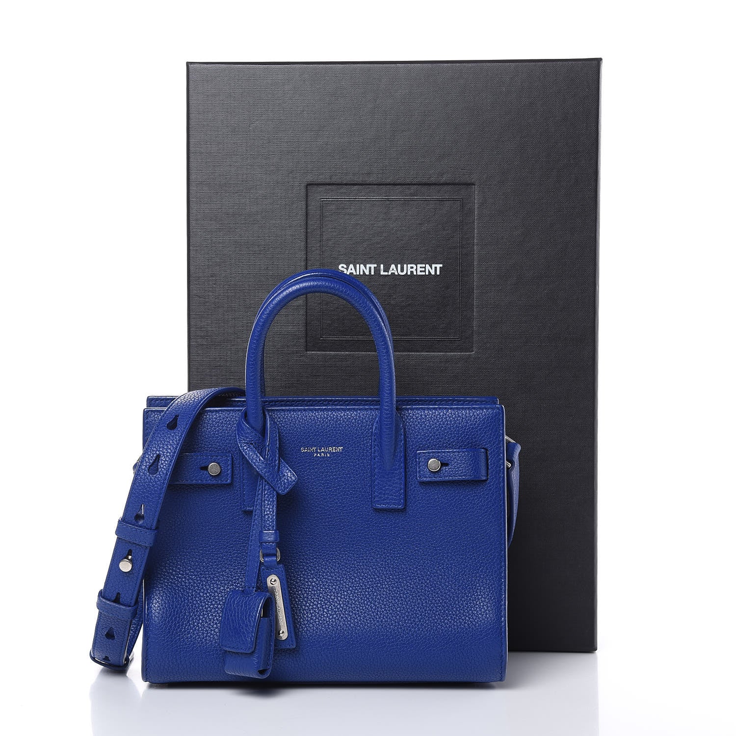Saint Laurent Grained Calfskin Nano Supple Sac De Jour Flash Blue 10 of 12