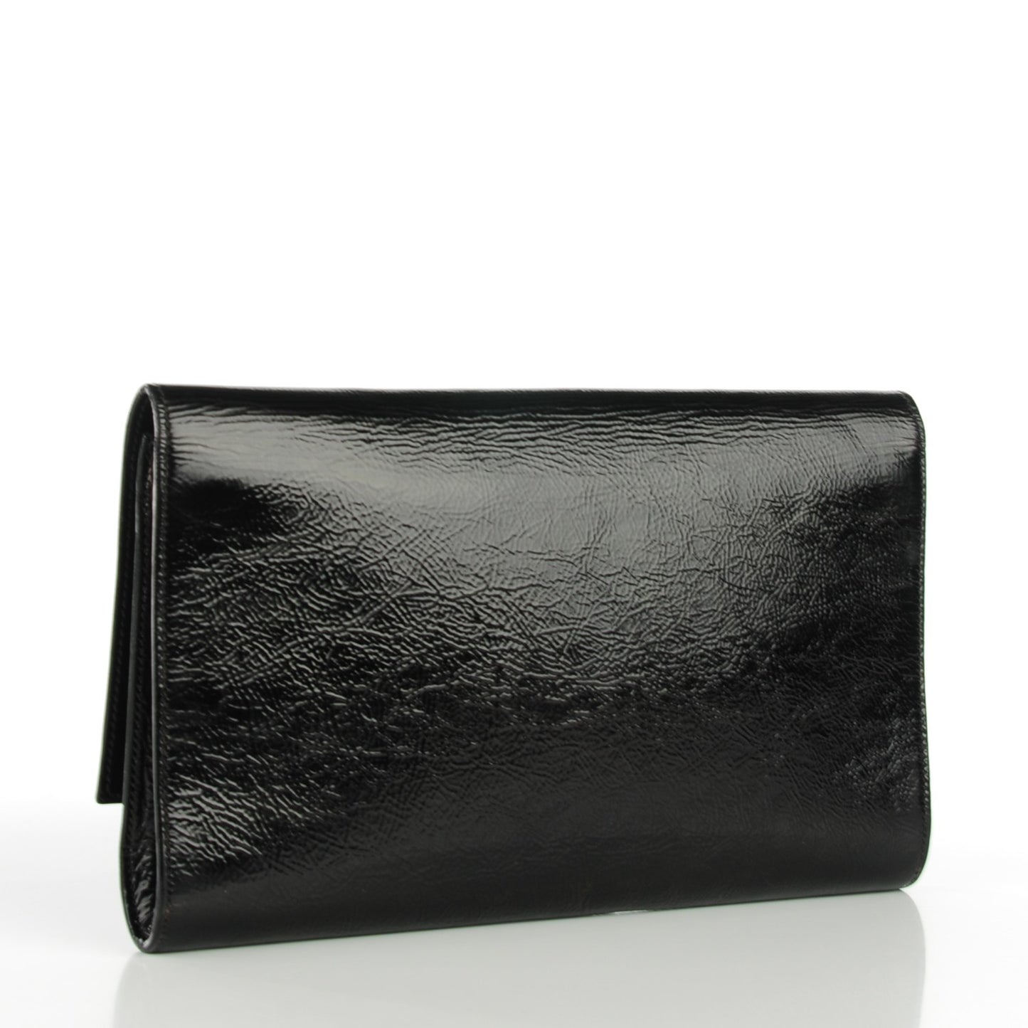 Textured Patent Monogram Large Belle De Jour Clutch Black