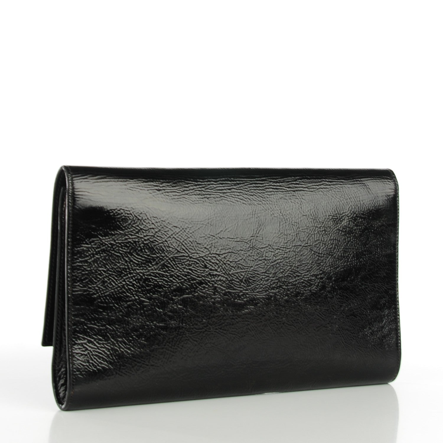 Saint Laurent Textured Patent Monogram Large Belle De Jour Clutch Black 3 of 8