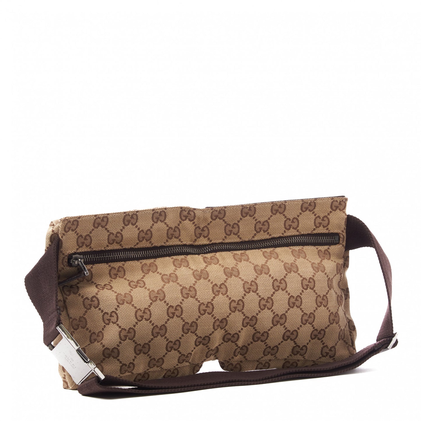 GG Monogram Double Pocket Belt Bag Dark Brown