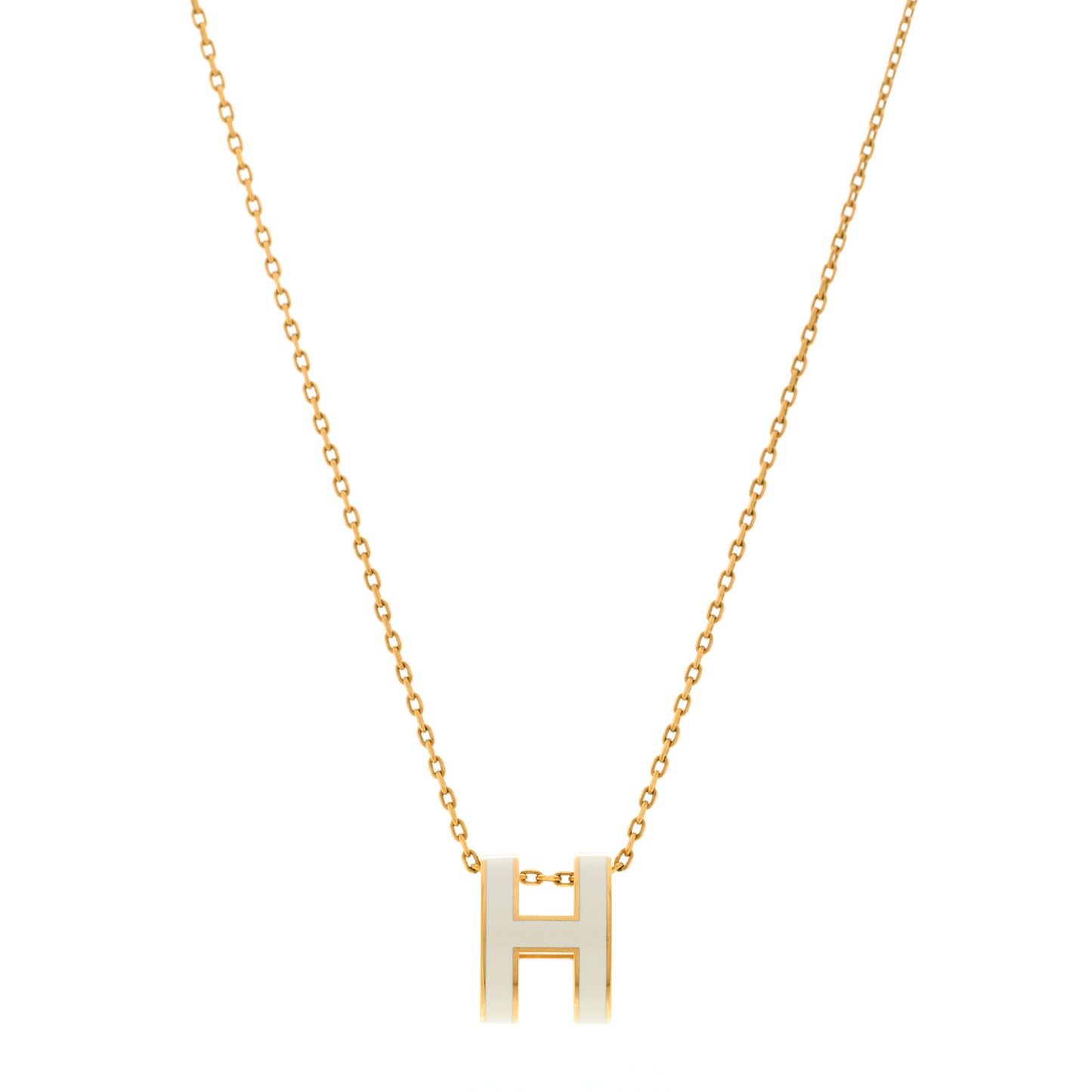Lacquered Gold Pop H Pendant Necklace White