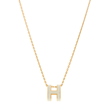 Hermes Lacquered Gold Pop H Pendant Necklace White 1 of 6