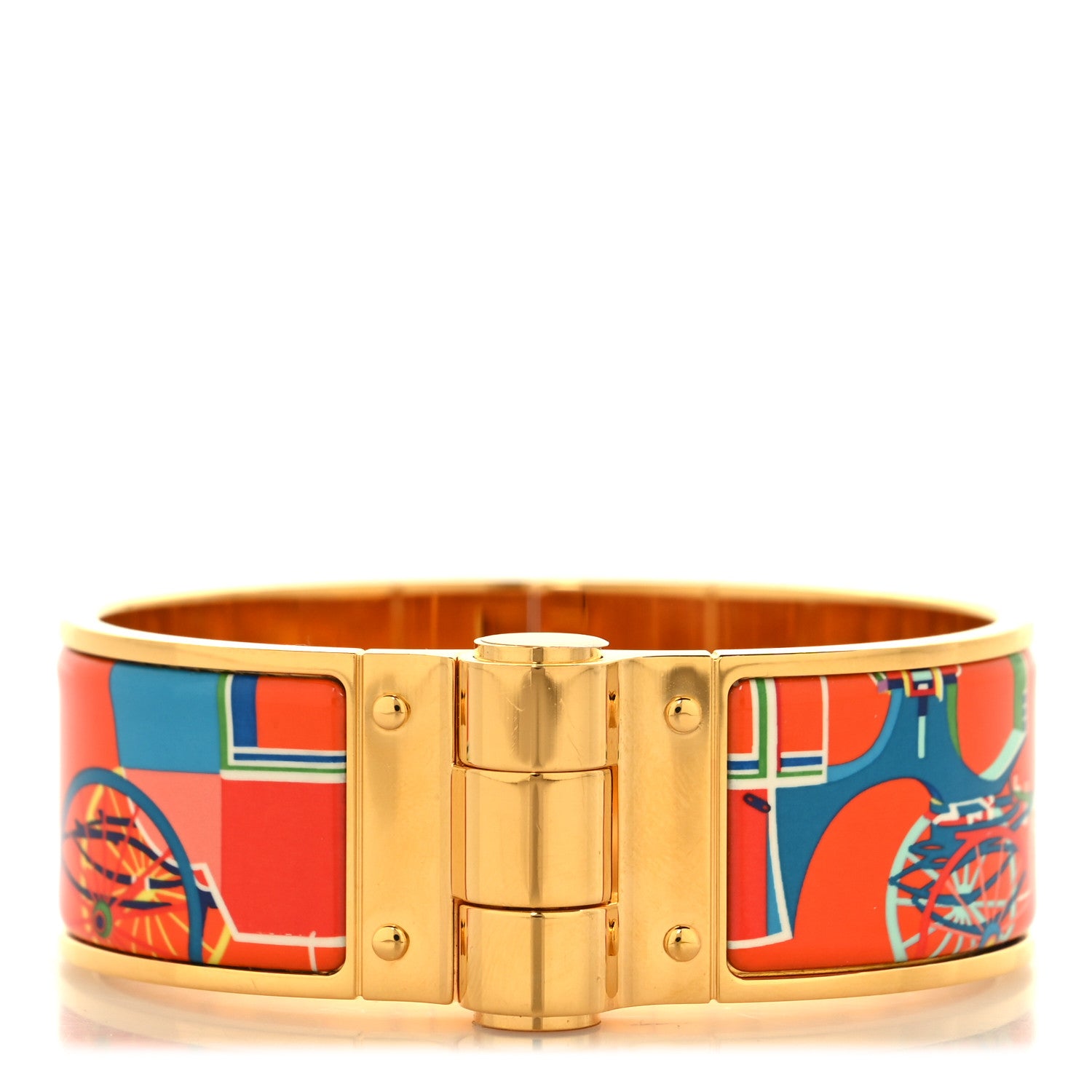 Hermes Enamel Printed Wide Hinged Bracelet S 1 of 5
