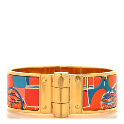 Hermes Enamel Printed Wide Hinged Bracelet S 1 of 5