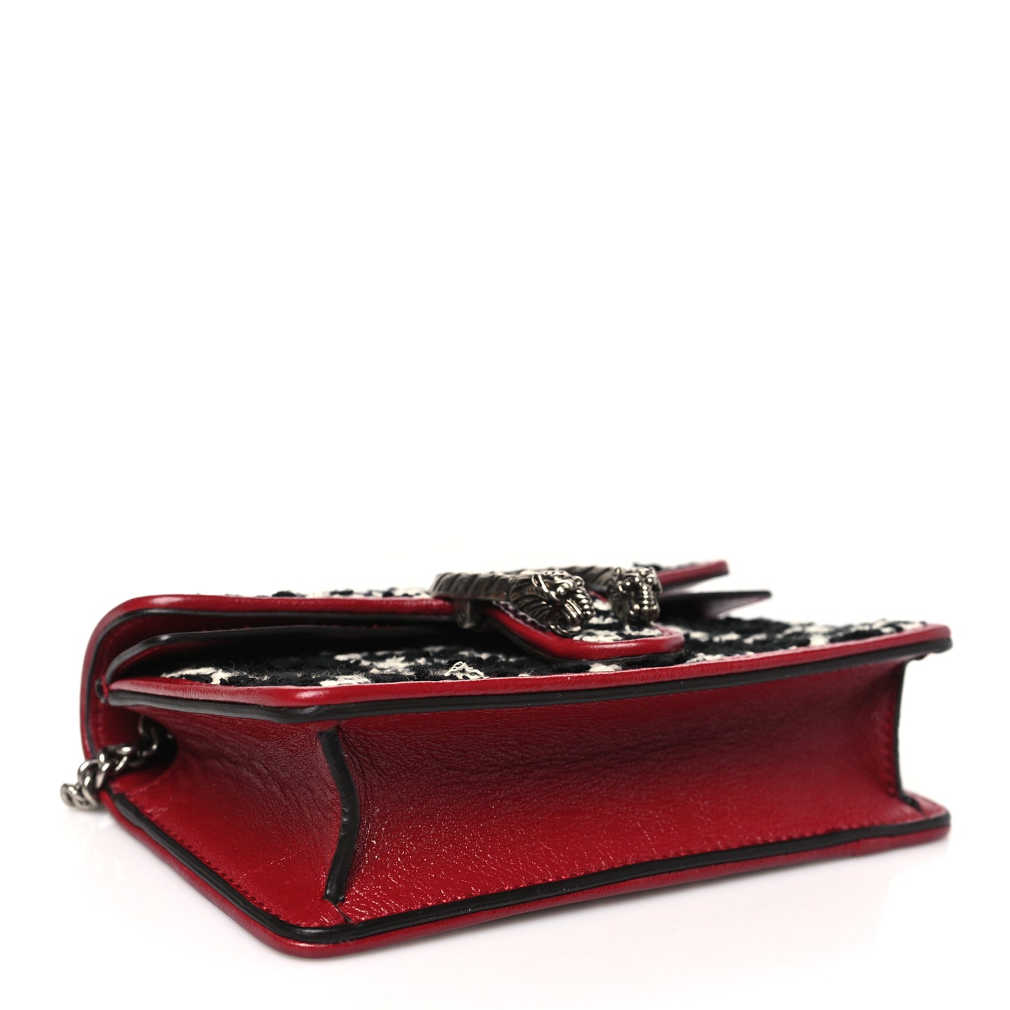 Tweed GG Monogram Super Mini Dionysus Shoulder Bag Black White Romantic Cherry