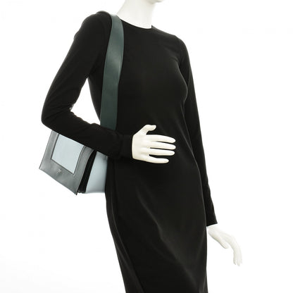 Celine Shiny Smooth Calfskin Medium Frame Shoulder Bag Black Dark Green Mineral 6 of 6