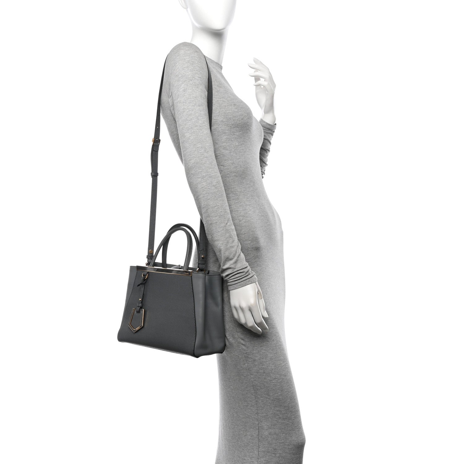Fendi Vitello Elite Petite 2Jours Tote Grigio Grigio Chiaro 2 of 9