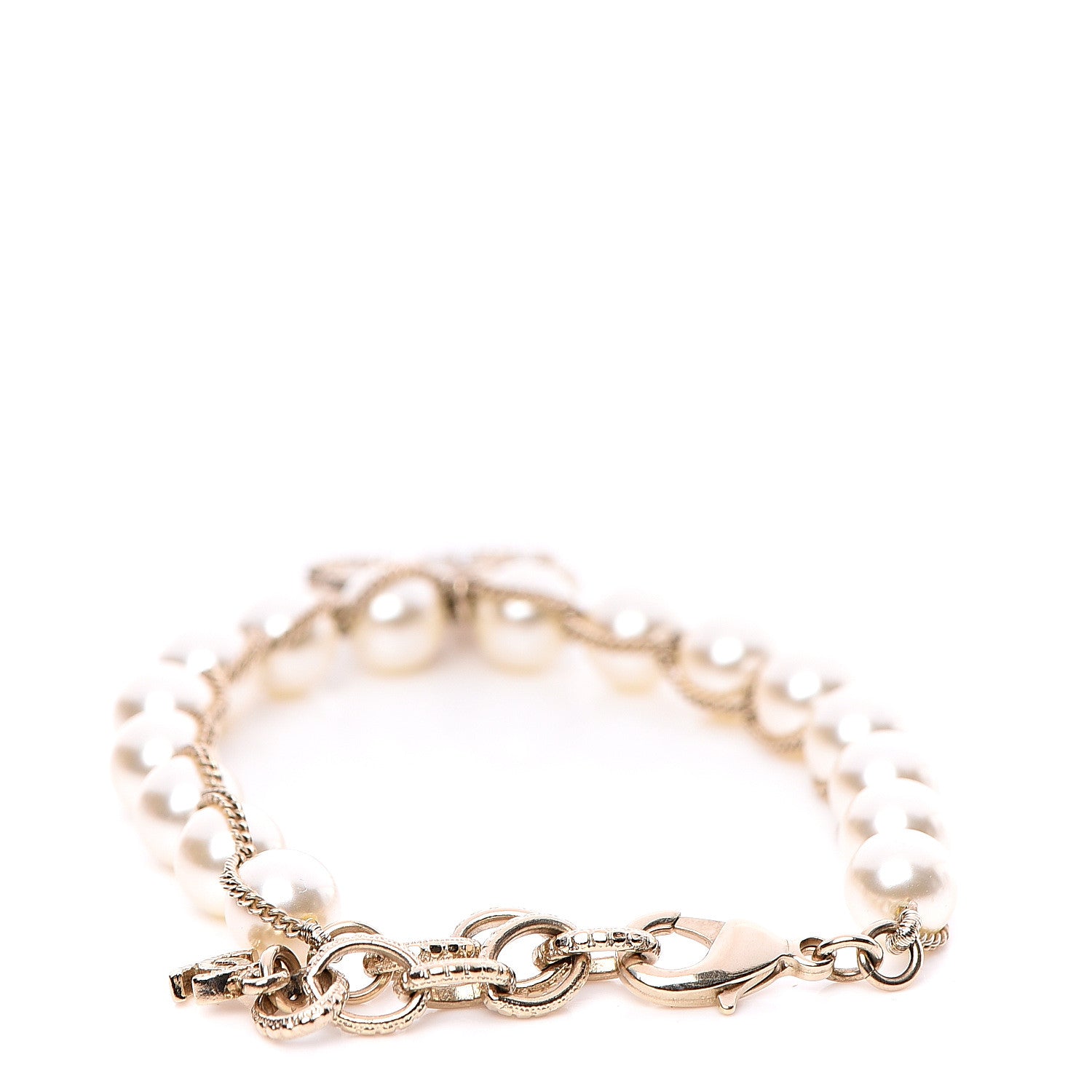 Chanel Crystal Pearl CC Bracelet Gold 2 of 3