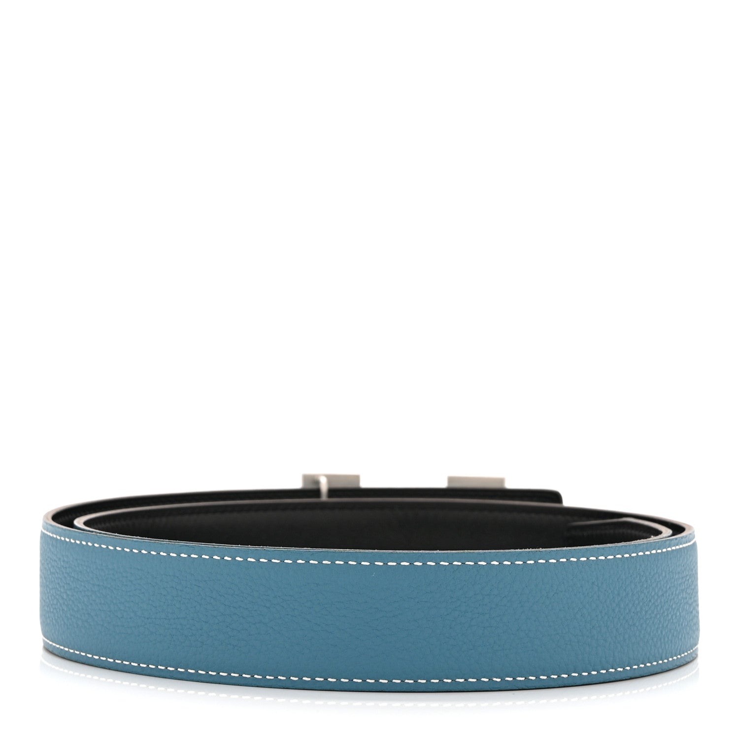 Hermes Togo Box 32mm H Belt 85 Blue Jean Black 2 of 6