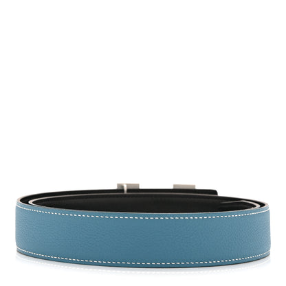 Hermes Togo Box 32mm H Belt 85 Blue Jean Black 2 of 6