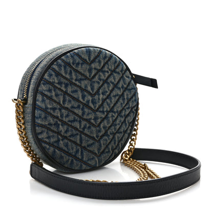 Saint Laurent Denim Quilted Monogram Round Crossbody Bag Rodeo Blue 3 of 8