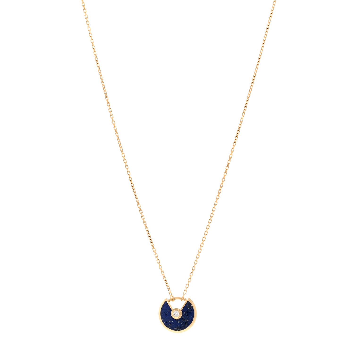 Cartier 18K Yellow Gold Diamond Lapis Lazuli XS Amulette de Cartier Pendant Necklace 1 of 5