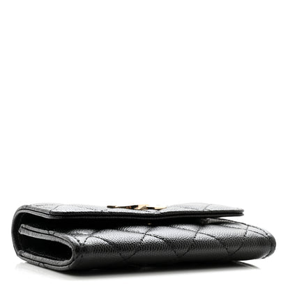 Chanel Caviar Quilted Crystal CC Flap Card Holder Black 4 of 9