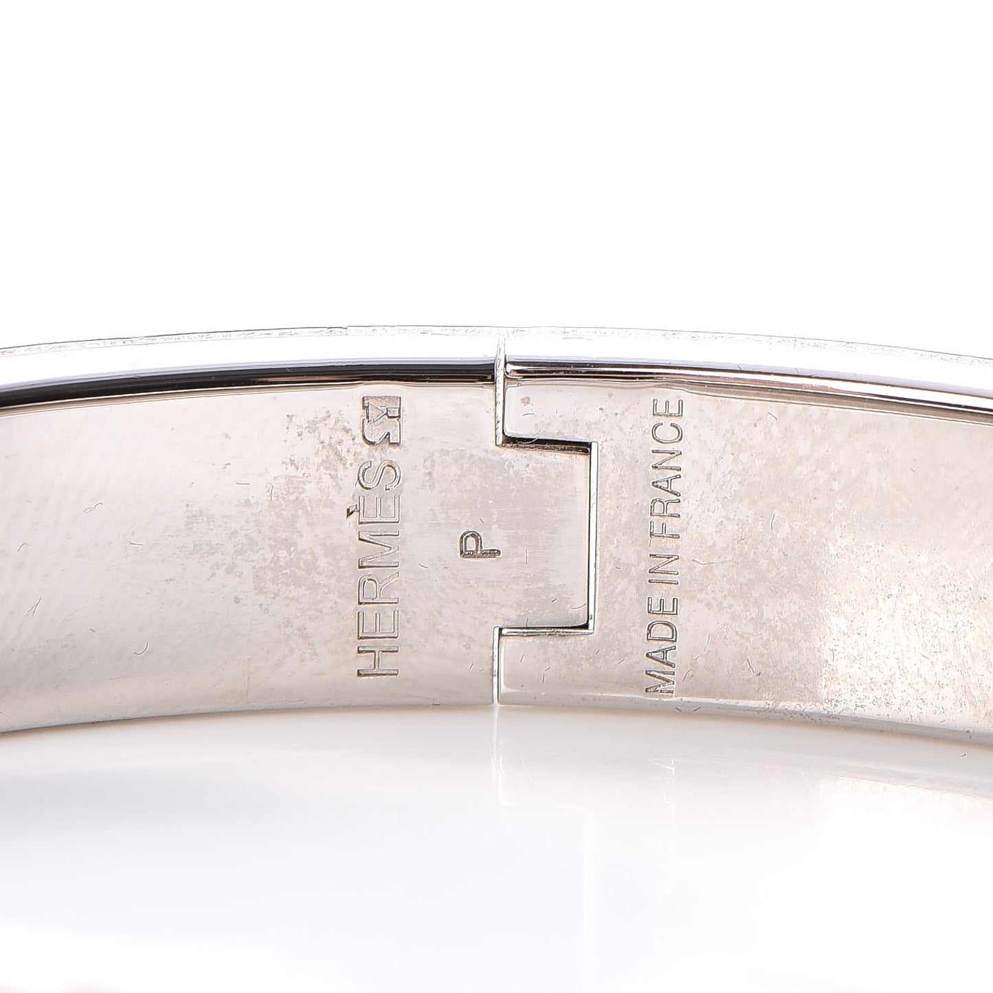 Enamel Narrow Clic Clac H Bracelet GM Blanc Gris Claire