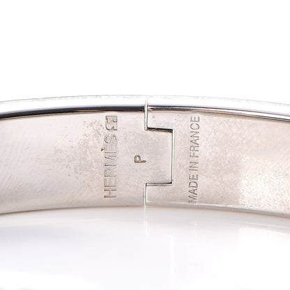 Hermes Enamel Narrow Clic Clac H Bracelet GM Blanc Gris Claire 4 of 5