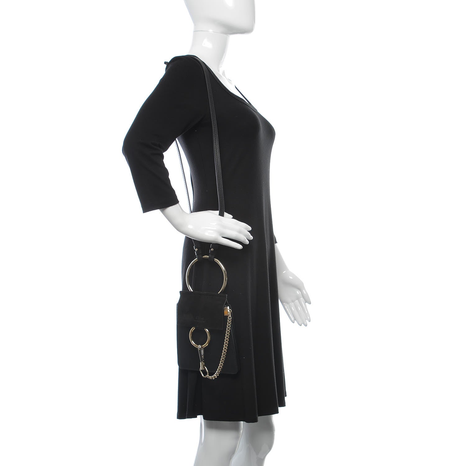 Chloe Suede Calfskin Mini Faye Bracelet Bag Black 2 of 15