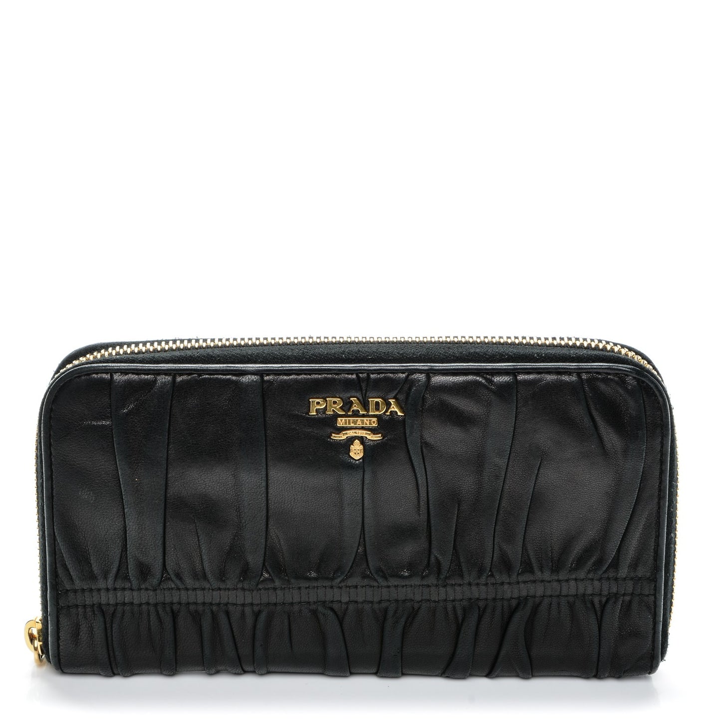 Nappa Gaufre Zip Around Wallet Nero Black