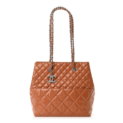Chanel Vinyl Quilted In The Business North South Tote Orange 2 of 27
