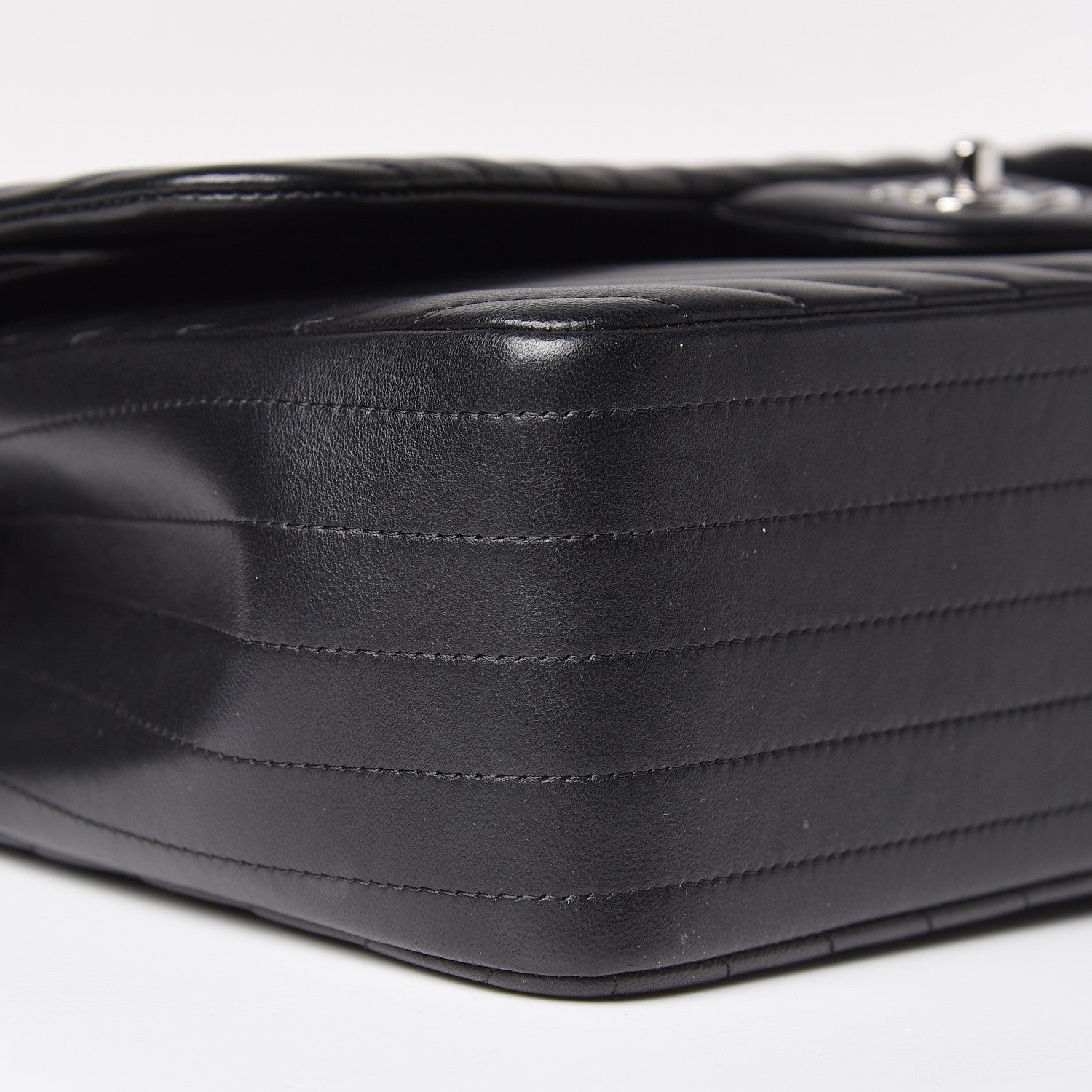 Chanel Lambskin Chevron Quilted Jumbo Double Flap Black 11 of 14