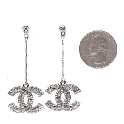 Chanel Baguette Crystal CC Drop Earrings Silver 2 of 5