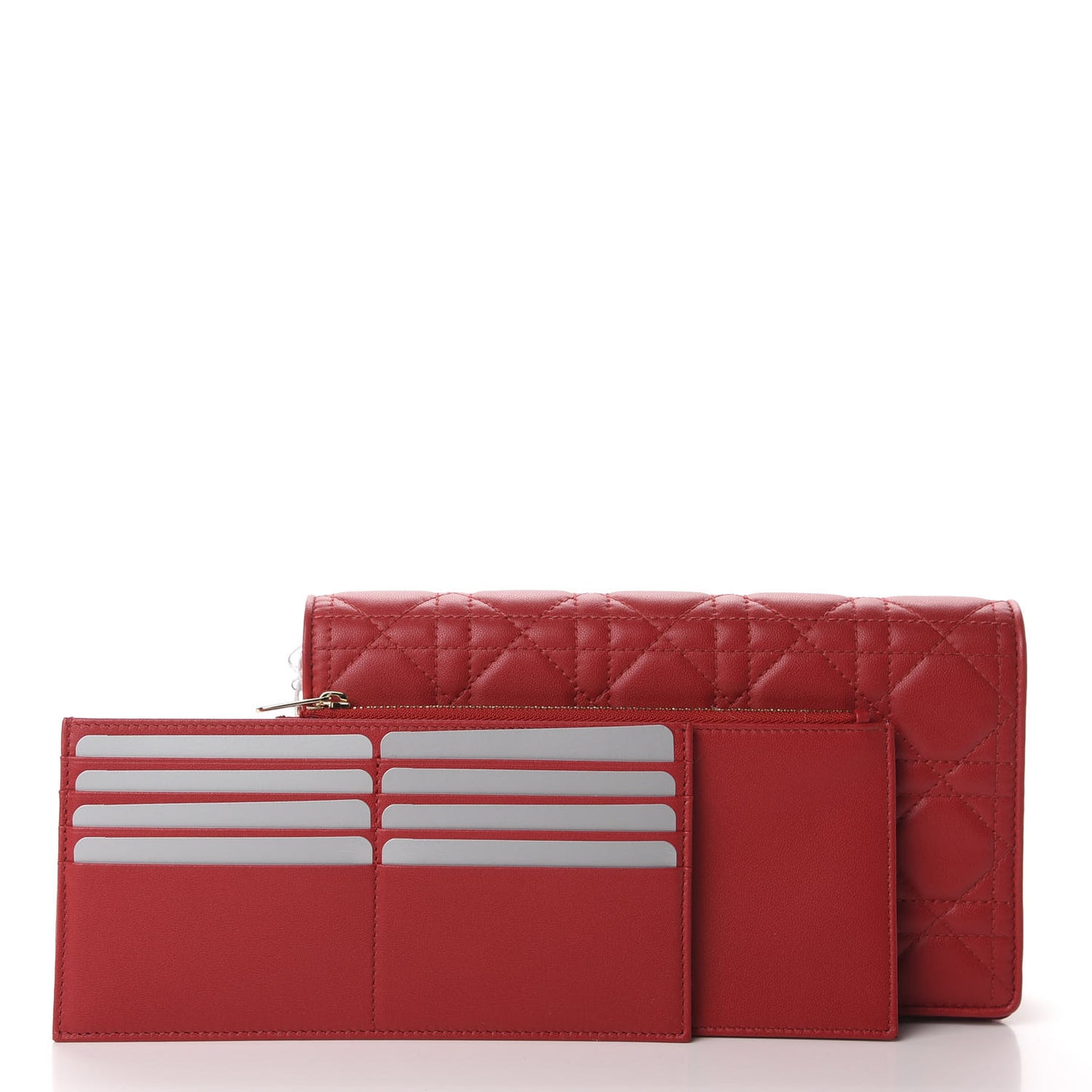 Lambskin Cannage Lady Dior Clutch Red
