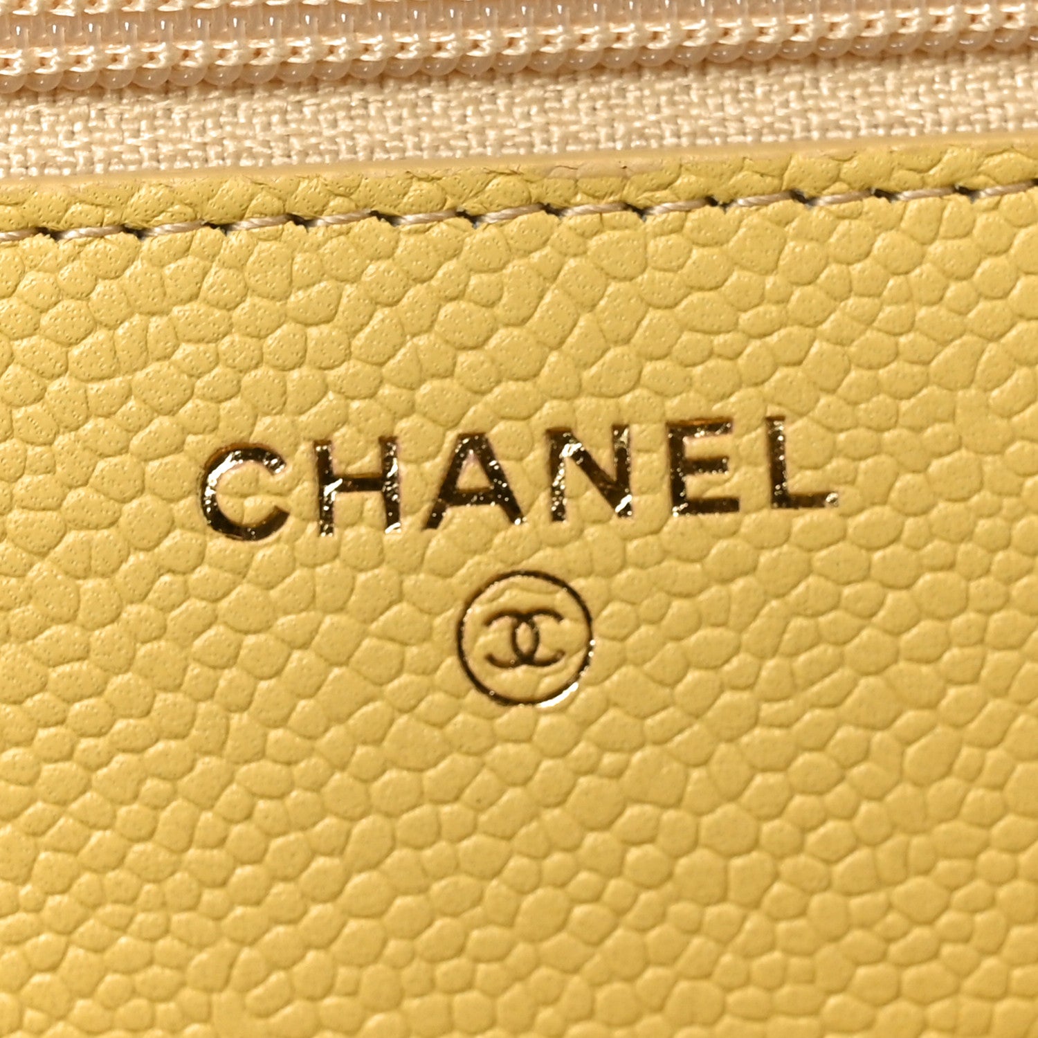 Chanel Caviar Quilted Wallet on Chain WOC Yellow 1861207