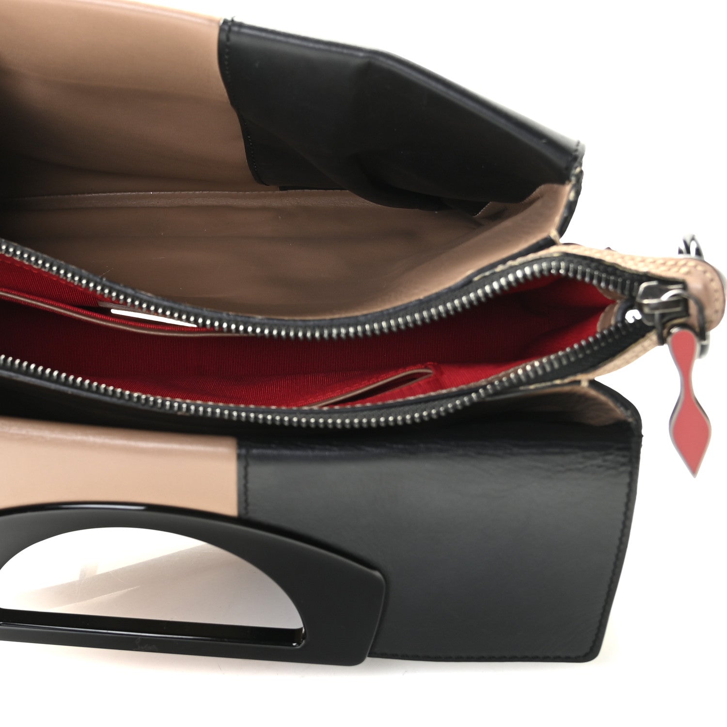 Christian Louboutin Grained Calfskin Passage Messenger Black Beige 16 of 18