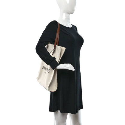 Jimmy Choo Canvas Logo Tote Natural Brown 2 of 11