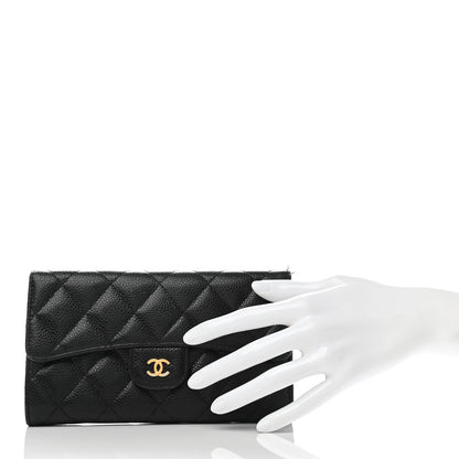 Chanel Caviar Quilted Long Flap Wallet Black 2 of 9