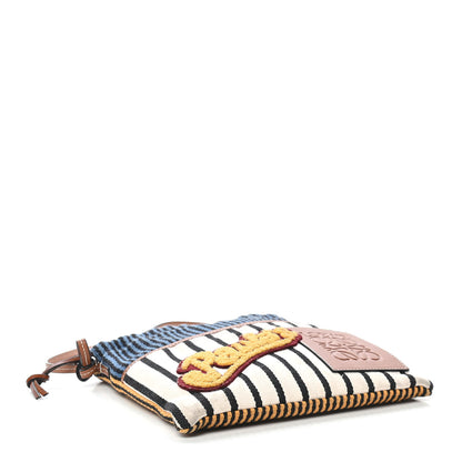 Loewe Canvas Calfskin Print Paulas Ibiza Stripes Cushion Crossbody Tan Multicolor 4 of 10