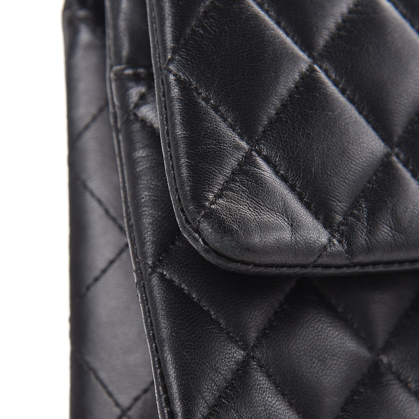 Lambskin Quilted Medium Double Flap Black