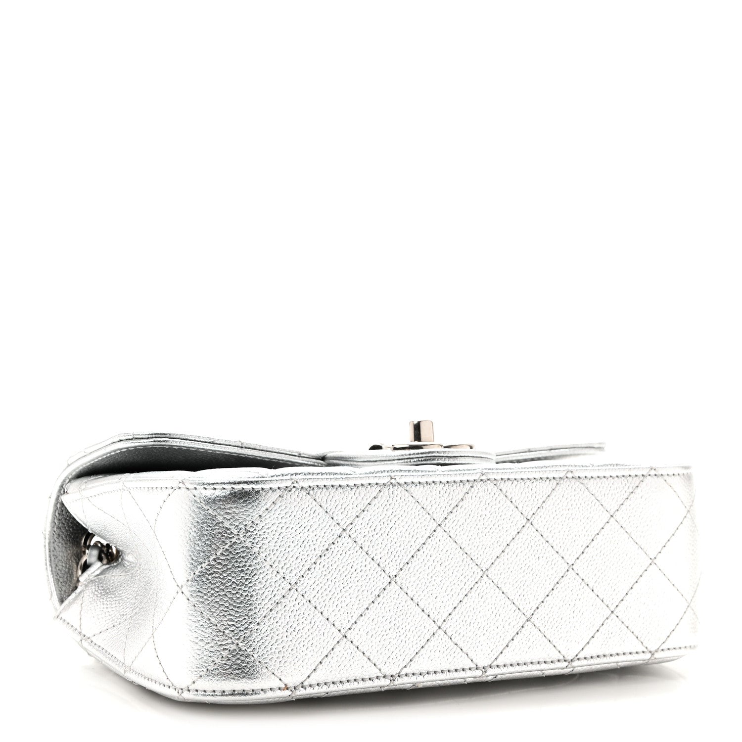 Chanel Metallic Caviar Quilted Mini Rectangular CC Slide Flap Silver 4 of 11