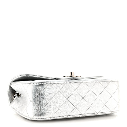 Chanel Metallic Caviar Quilted Mini Rectangular CC Slide Flap Silver 4 of 11