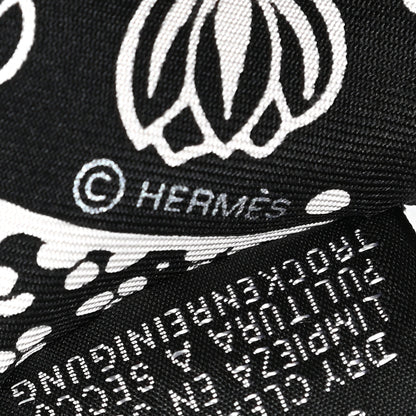 Hermes Silk Les Leopards Twilly Black White 4 of 5