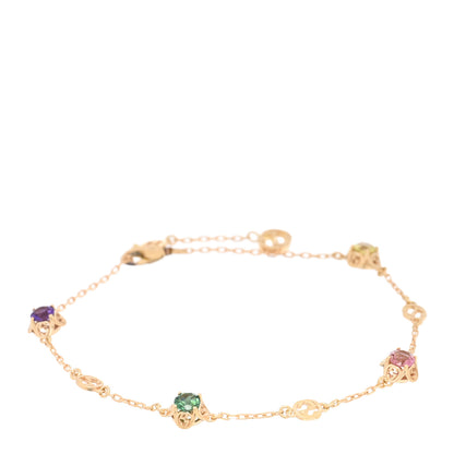 Gucci 18K Yellow Gold Tourmaline Amethyst Beryl Interlocking G Chain Bracelet 1 of 3