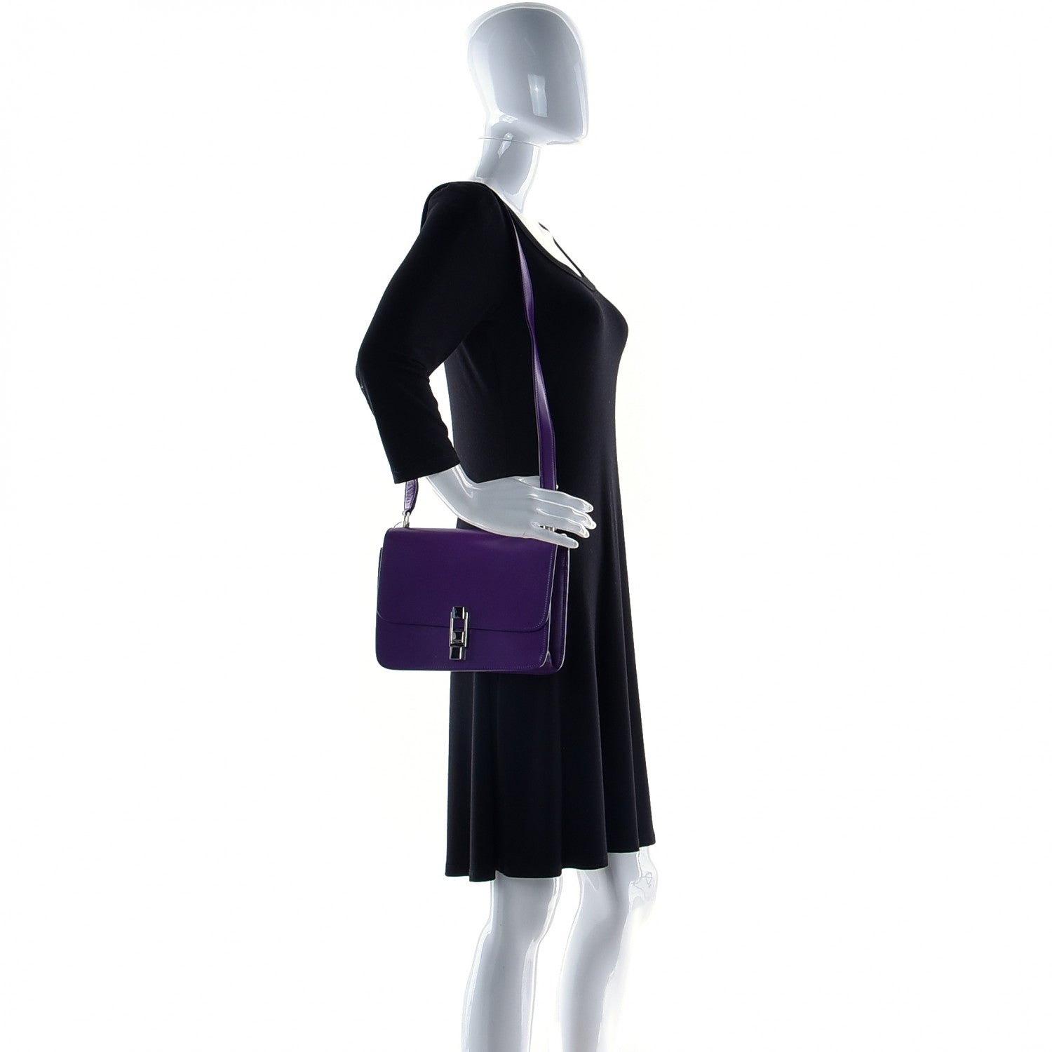 Saint Laurent Smooth Calfskin Carre Satchel Purple 4 of 24