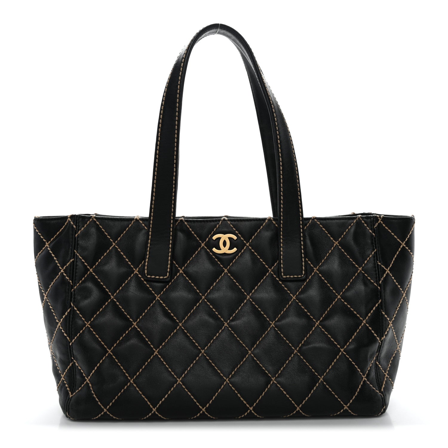 Chanel Calfskin Contrast Stitch Surpique Tote Black 1 of 14