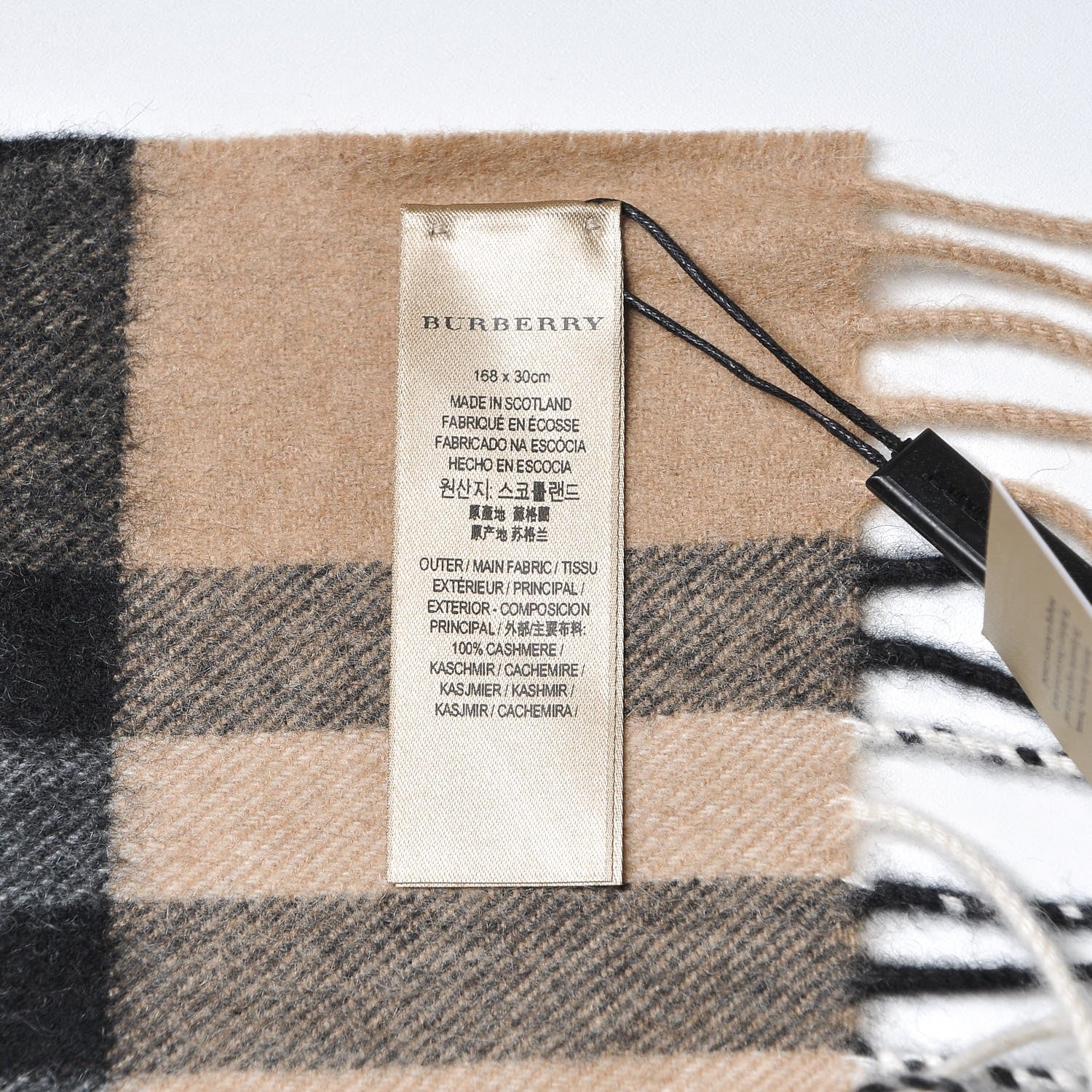 Burberry Cashmere Giant Check Fringe Scarf Camel 4 of 6