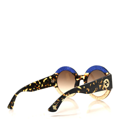 Gucci Acetate Round GG0084S Sunglasses Glitter Blue Multi 4 of 8
