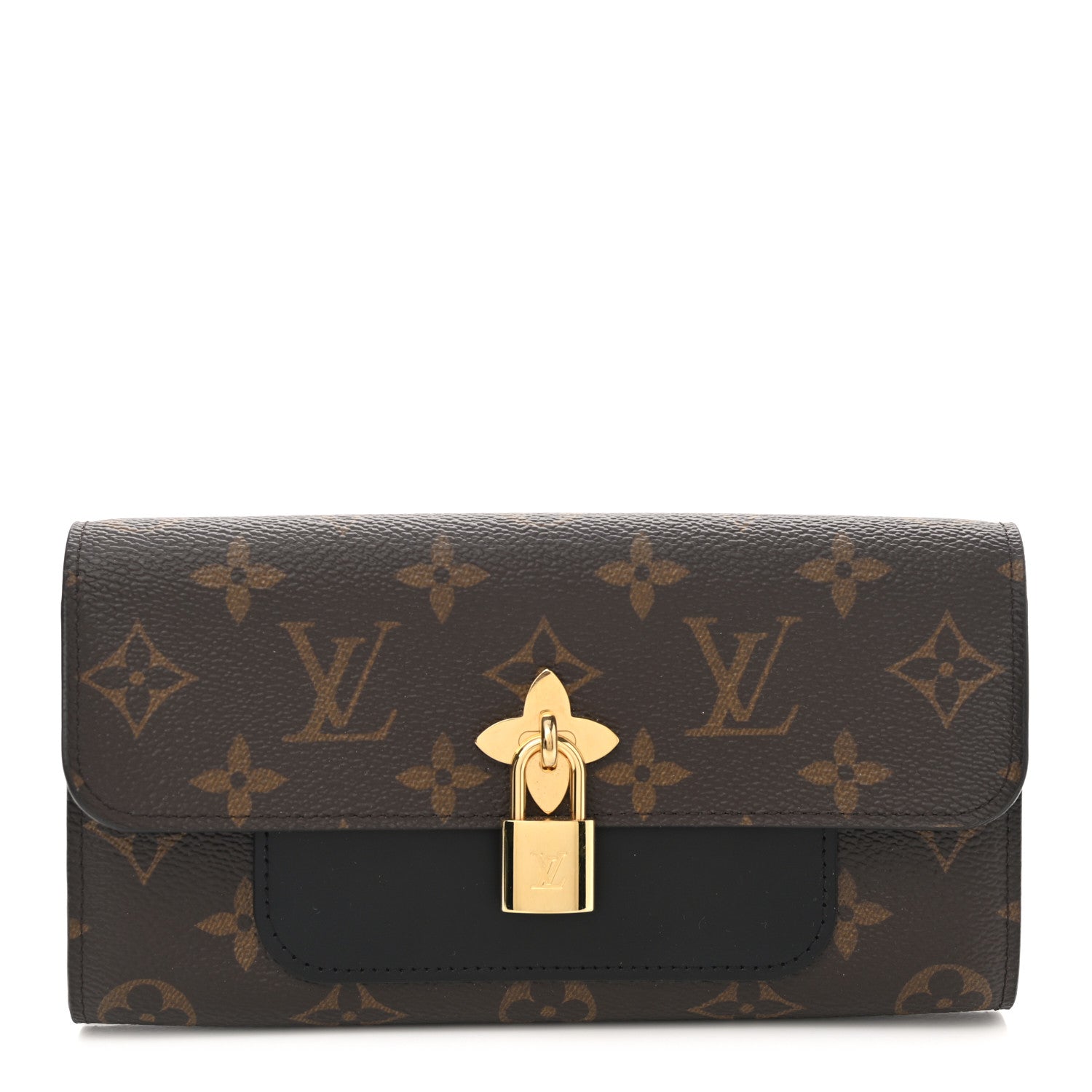Louis Vuitton Monogram Flower Lock Long Wallet Black 1 of 10