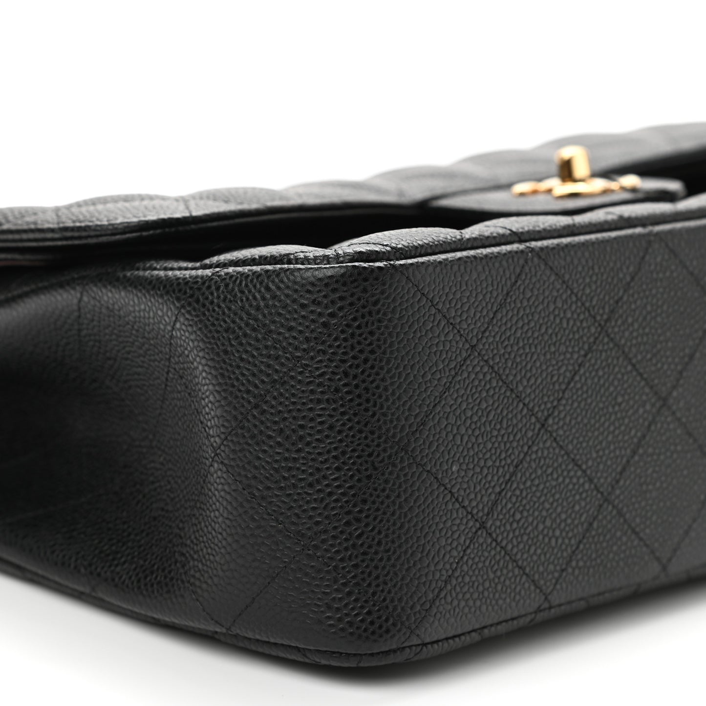 Caviar Quilted Jumbo Double Flap Black