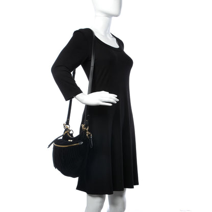 Miu Miu Velluto Matelasse Rider Shoulder Bag Black 3 of 9