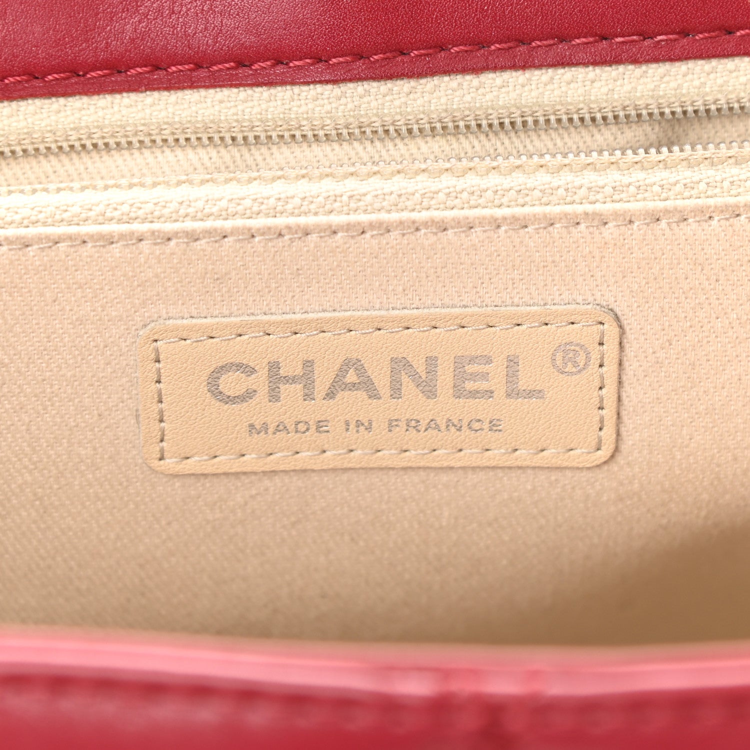 Chanel Calfskin Double Stitch Large Hamptons Flap Bag Red 6 of 11