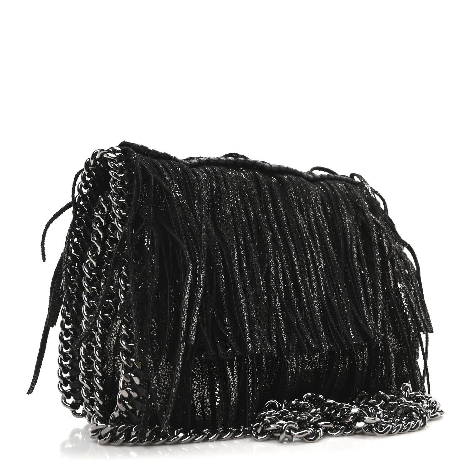 Stella McCartney Shaggy Deer Fringe Flat Crossbody Black 3 of 9