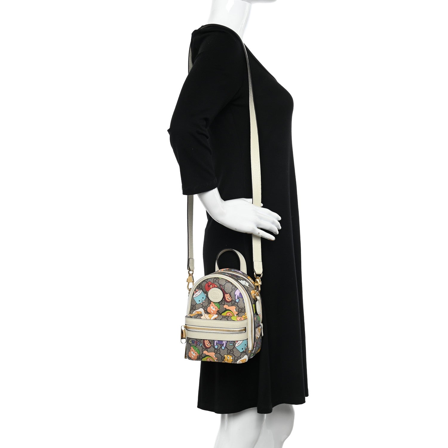 Gucci X PIKARAR GG Supreme Monogram Textured Dollar Calfskin Animal Print Retro Interlocking G Multi-Function Bag Beige Ebony Multicolor Mystic White 2 of 11