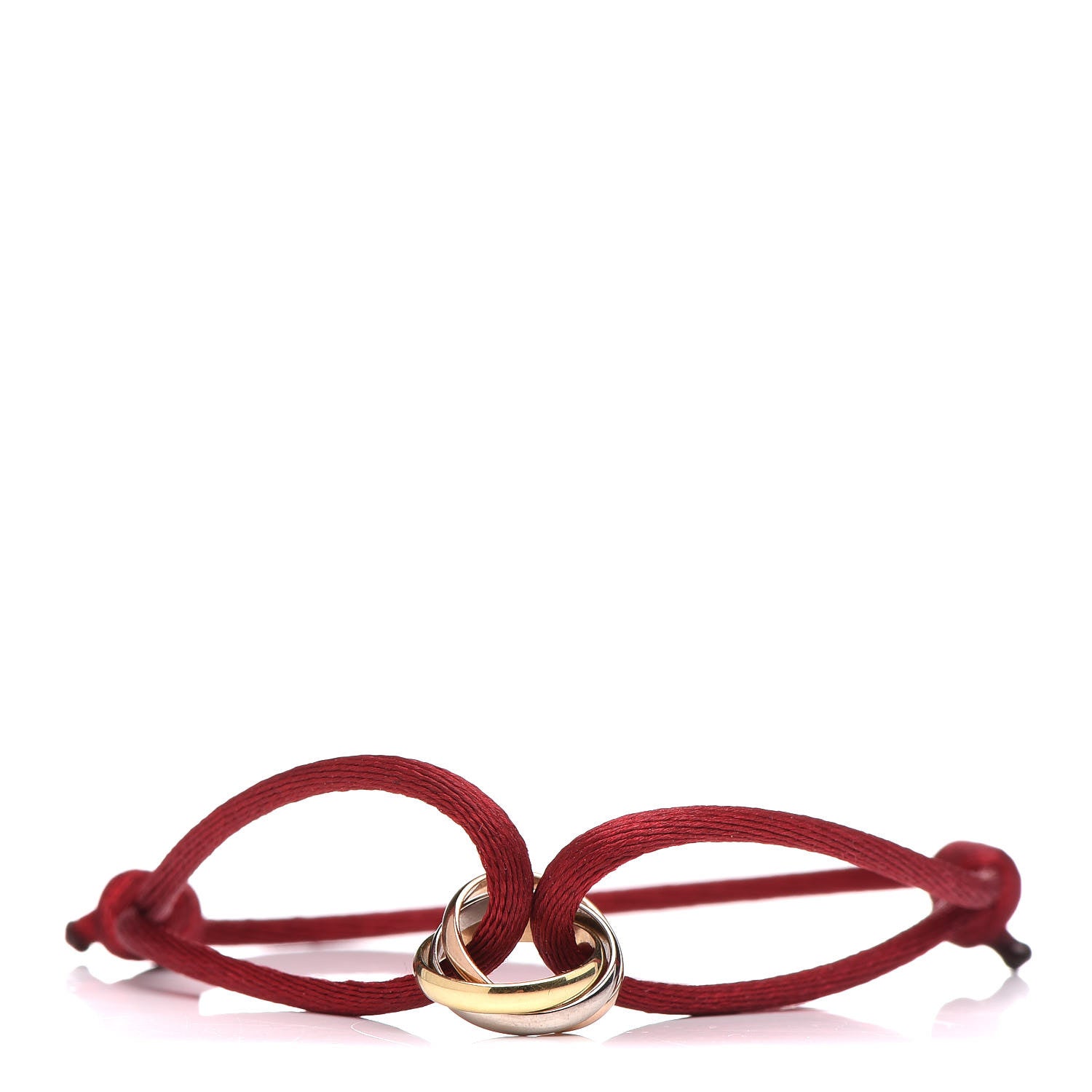 Cartier 18K Pink Yellow White Gold Trinity Cord Bracelet Red 1 of 9