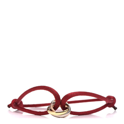 Cartier 18K Pink Yellow White Gold Trinity Cord Bracelet Red 1 of 9