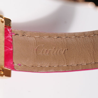 Cartier 18K Yellow Gold Alligator Diamond 20mm Tank Chinoise Quartz Watch Pink 6 of 7