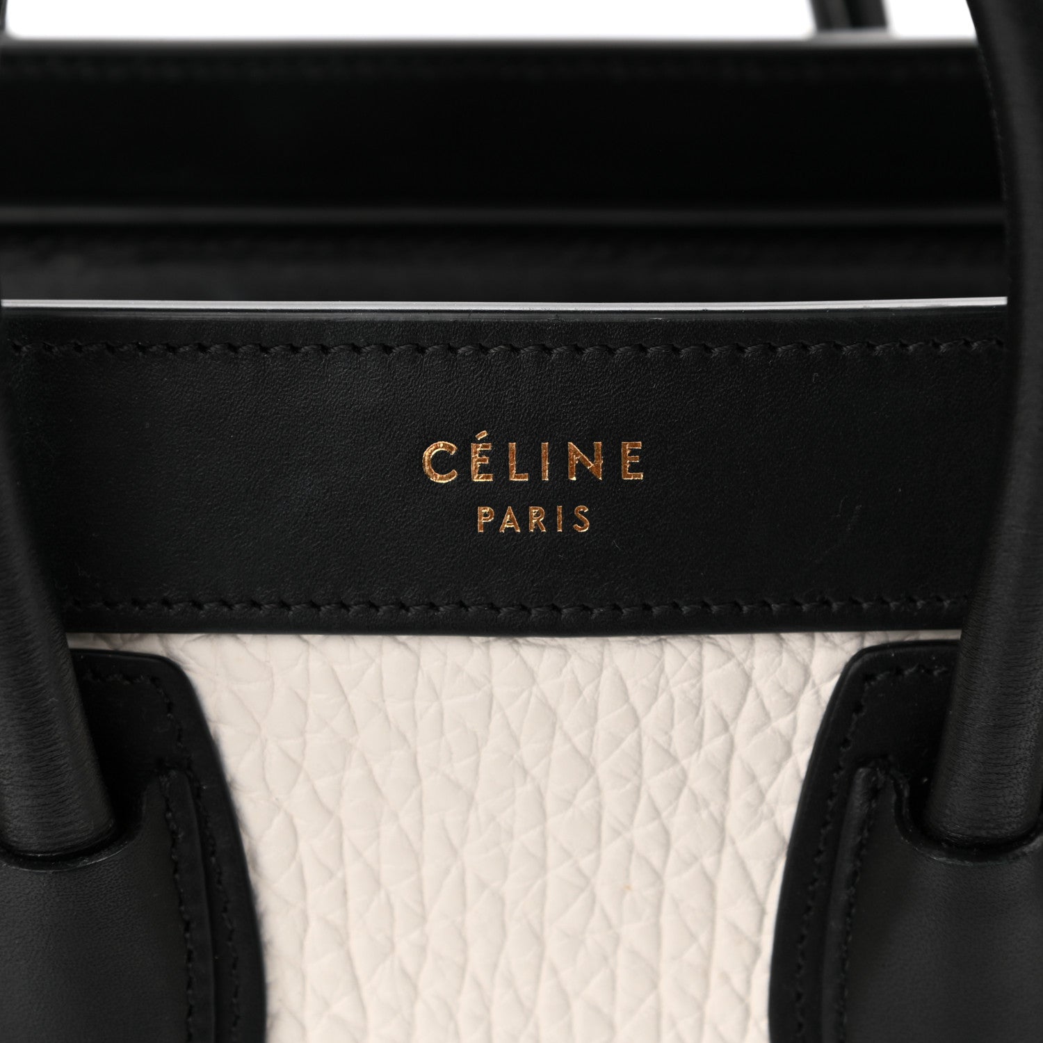 Celine Bullhide Calfskin Nubuck Bi-Color Nano Luggage Black White 6 of 13